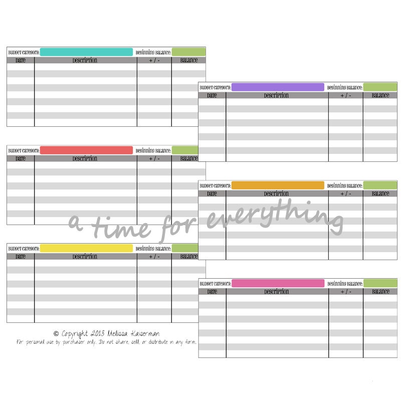 Blank printable spending logs for cash budget wallets // digital file