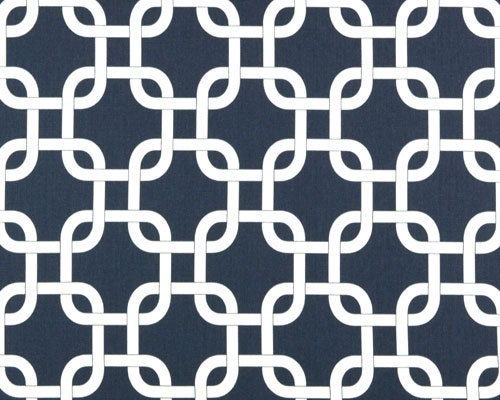 Gotcha Home Decor Fabric - White and Navy Blue