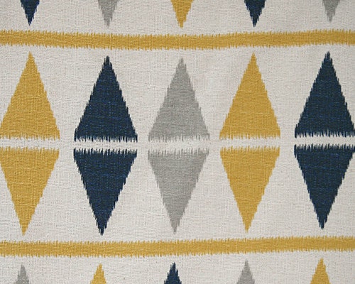 Gold, Grey, and Navy Triangle Home Decor Fabric