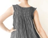 Cotton Spring Summer Vest Dress in Dark Gray