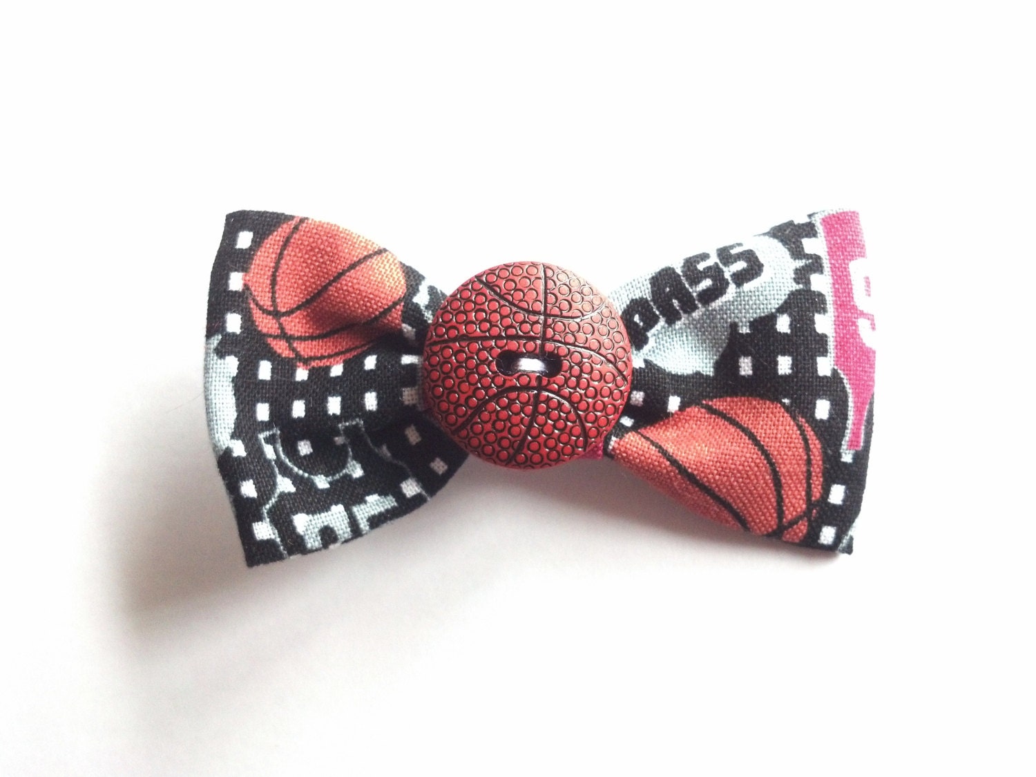 Hair Bow Barrette, Basketball, Girls Womens Sports Cute Accessory Clip