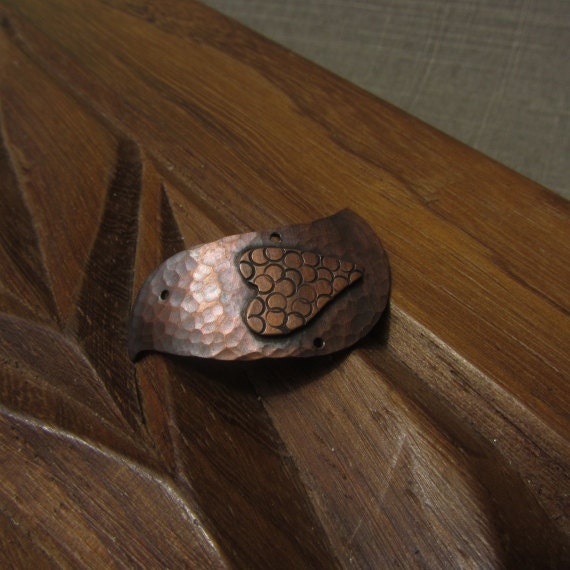 Oxidised Copper Lovebird Charm - Hammered and Curls