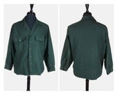RARE Solid Color Wool Flannel Shirt - Park Ranger - Size Medium