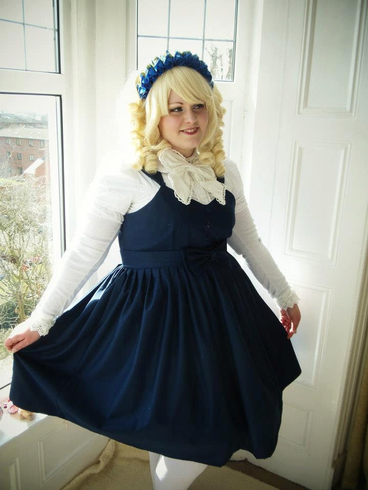 Made to Order Navy Rose Lolita JSK/Dress Size UK 6-16