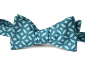Turquoise Window Pane Bow Tie
