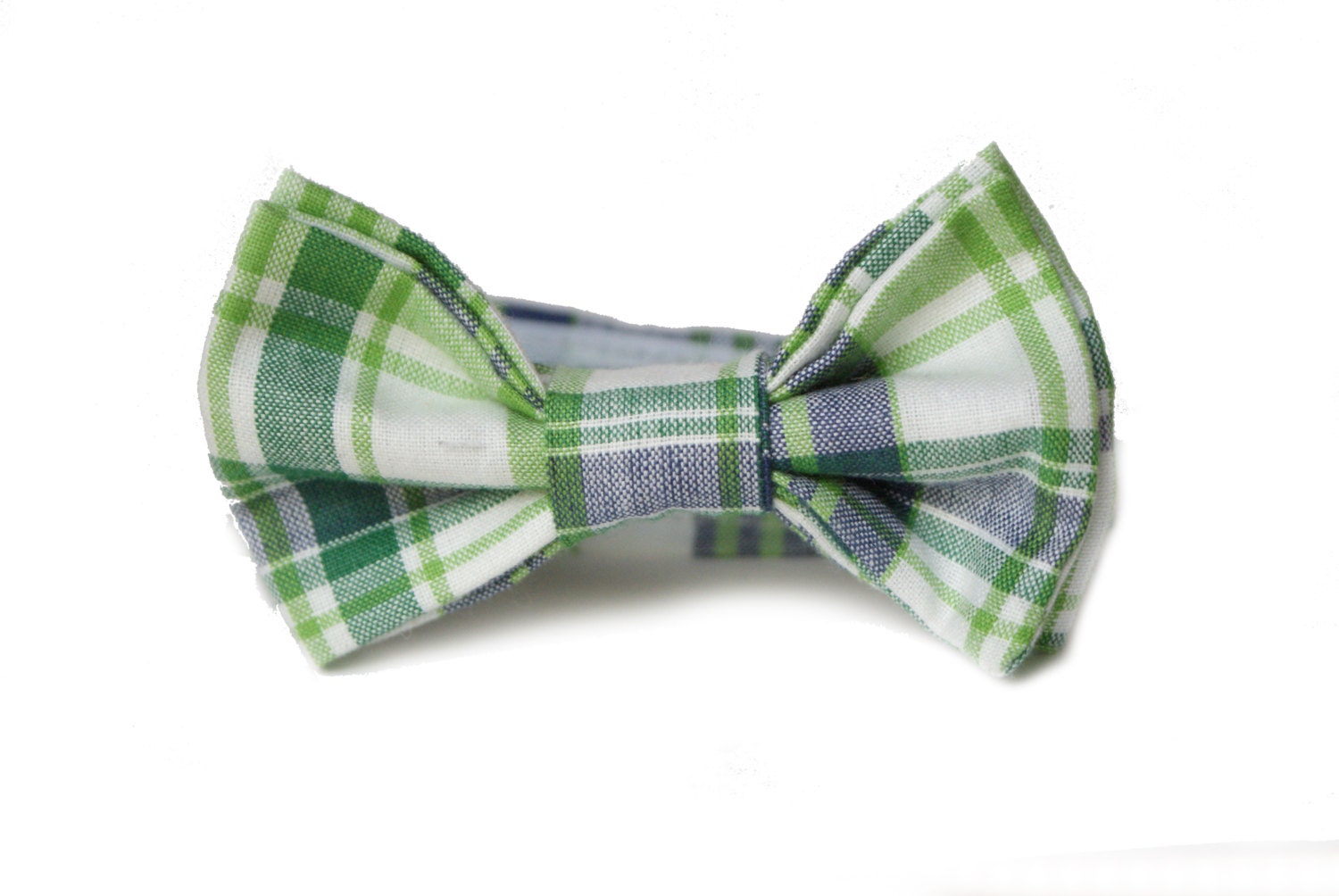 Green & Navy Plaid Baby Bow Tie