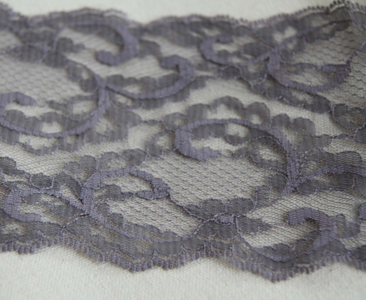 Dark grey vintage lace  trim (3 1/2 feet) 5 inches wide