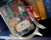 altered Travel journal smashbook scrapbook mixed media upcycled mini album with enclosure by Lisa Rice