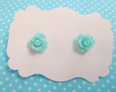 flower earrings mini mint green rose post earrings