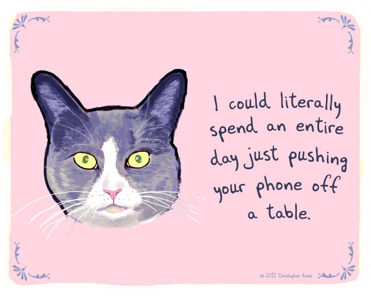 Cat 5x7 Print of Original Painting with phrase