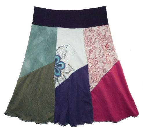 SALE 30% OFF Boho Chic Hippie Skirt Women's Small Medium upcycled t-shirt clothing from Twinkle