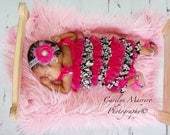 Vintage Inspired Damask & Hot Pink  Petti Lace Romper with Shoulder Straps