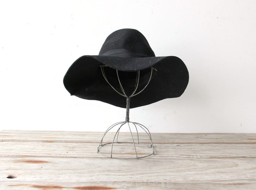 Black Floppy Wool Hat