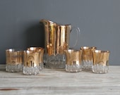 Set of Ombre Gold Glasses & Pitcher