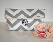 Clutch / Cosmetic Bag In Chevron Black White