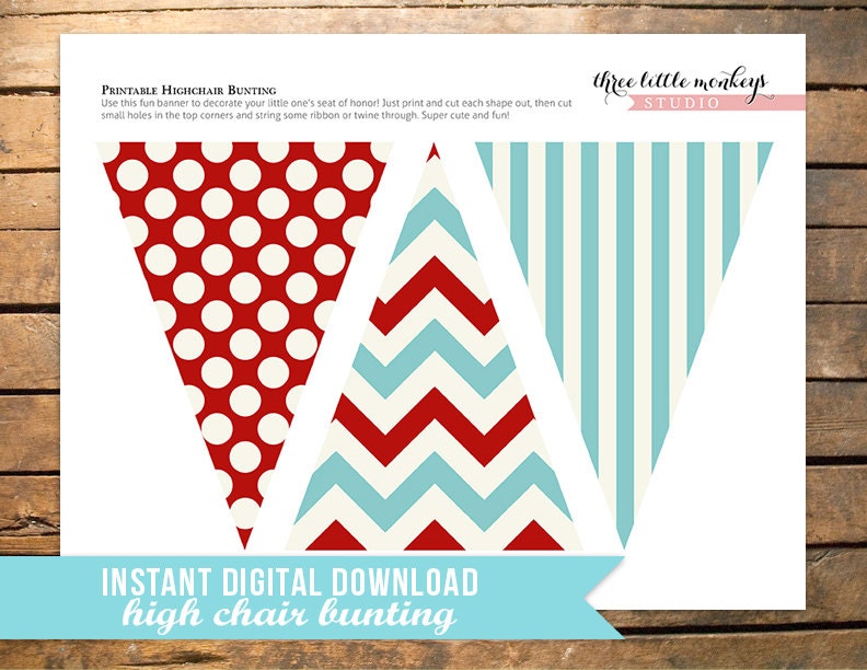 INSTANT DOWNLOAD Little Man Mustache High Chair Banner Bunting Il_170x135