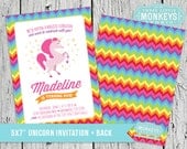 Rainbow Unicorn Invitation plus Thank You Note Il_170x135