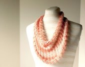 Coral and Cream Striped Cowl - CelebratedLady