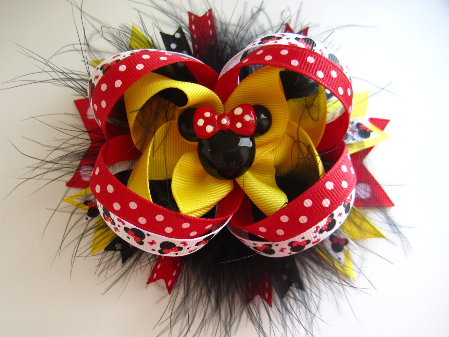 Minnie Mouse OTT Marabou Puff Boutique Hairbow