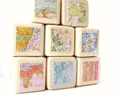 Map Blocks. Wood Toy. Childrens blocks. Unique Baby gift. Shower Decoration. Easter gift. Birthday. Modern nursery decor. Trendy, hip.