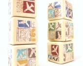 Airplane nursery decor, Baby Shower Decoration, Wood baby blocks, Retro children's decor. Toddler TOY