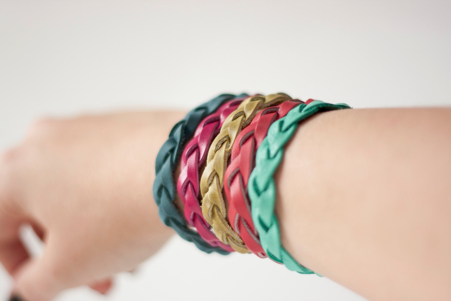 Summer Sherbert Braided Leather Bracelet Set