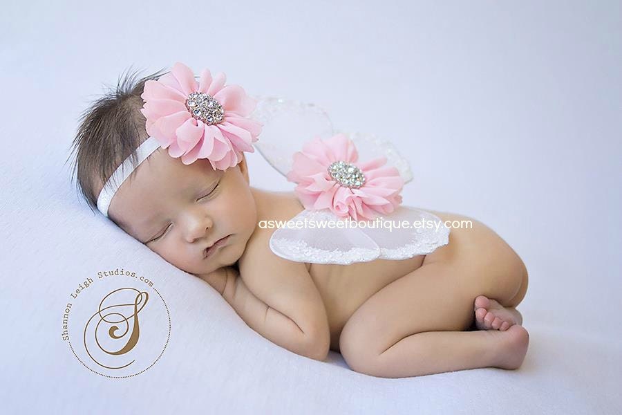 Newborn Butterfly Wings Sweet Pink Snow Blossom Wings And Headband Set From The Sweet Fairy Fancy Collection Newborn Photo Prop
