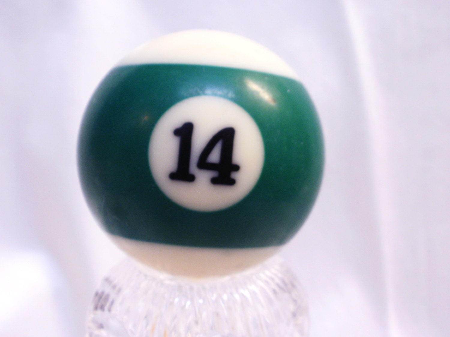 Number 14 Ball - Billiards - Pool -  Green  Stripe  - 2 1/4 inches in diameter - Fourteen