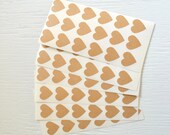 108 small KRAFT heart stickers, 3/4 inch