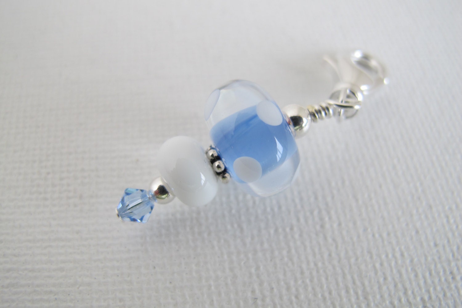 Periwinkle and White Dotted Scissor Fob