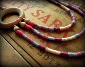 Firenze Fiber and Wood Ring Beaded multi-strand Rope Statement Necklace PITTI