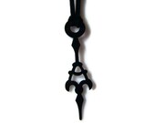 Unisex Vintage Clock Hand Necklace on Black Leather Cord- Steampunk Necklace