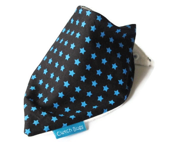 Dark Navy & Blue Star Organic Bamboo Terry Dribble Bib - a Newborn Gift Idea from CWTCH BUGS