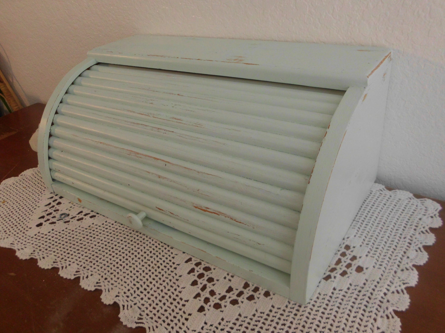 Bread Box Rustic Mint Green Vintage Wood Storage Wooden Kitchen Beach Cottage Coastal Home Decor Housewarming Gift For Him Her