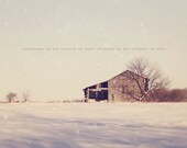 Pretty Winter Barn House Countryside Photo Art Print Ontario Canada White Snow Cold House - 8 x 12