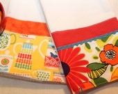 Bright Tea Towel (tea, kitchen, hand towel), set of 2, housewarming or birthday gift, red, orange and blue