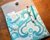 13 inch laptop Macbook Mac book Air / Pro Cover Padded Case Sleeve - Linen with Heather Bailey Garden District Pocket
