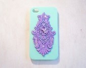 Purple Lace and Mint iPhone 4 case iPhone 4s case iPhone 4 cover iPhone 4s cover