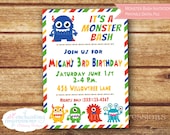 Monster Bash Kids Birthday Invitation - Printable - Digital File Only