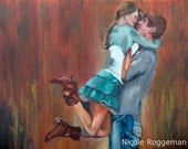 Cowboy boots, romantic art, oil painting, impressionistic, couple in love, canvas, 16x20 original oil painting, justin bieber