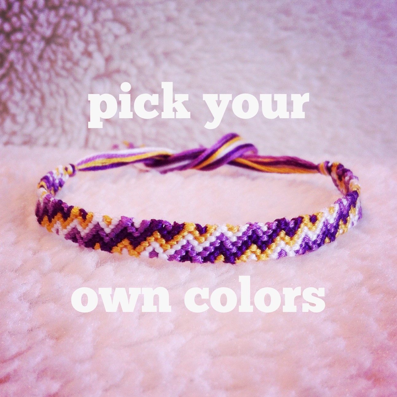 Friendship Bracelet - MADE TO ORDER: Braided Handmade Embroidery Floss Fiber Friendship Bracelet - Super Zig Zag