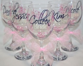 7 Monogrammed Bride and Bridesmaids Wine Glasses