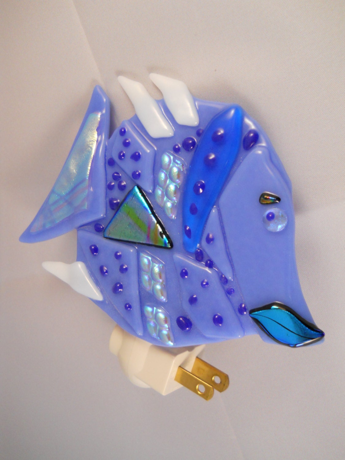 Blue Fish Glass Night Light, Fish Lips Glass Night Light, Children's Nighlight, PRICE REDUCED