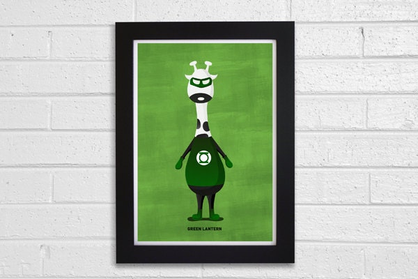 Cute Superhero - Green Lantern - Poster Print A4