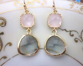 Gold Charcoal Gray Earrings Pink Earrings - Bridesmaid Earrings - Wedding Earrings - Bridesmaid Jewelry Gift - Wedding Jewelry