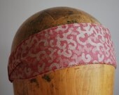 Washable Reversible Recycled Linen Cotton Blend Fabric Headband In Red And Linen Color 66