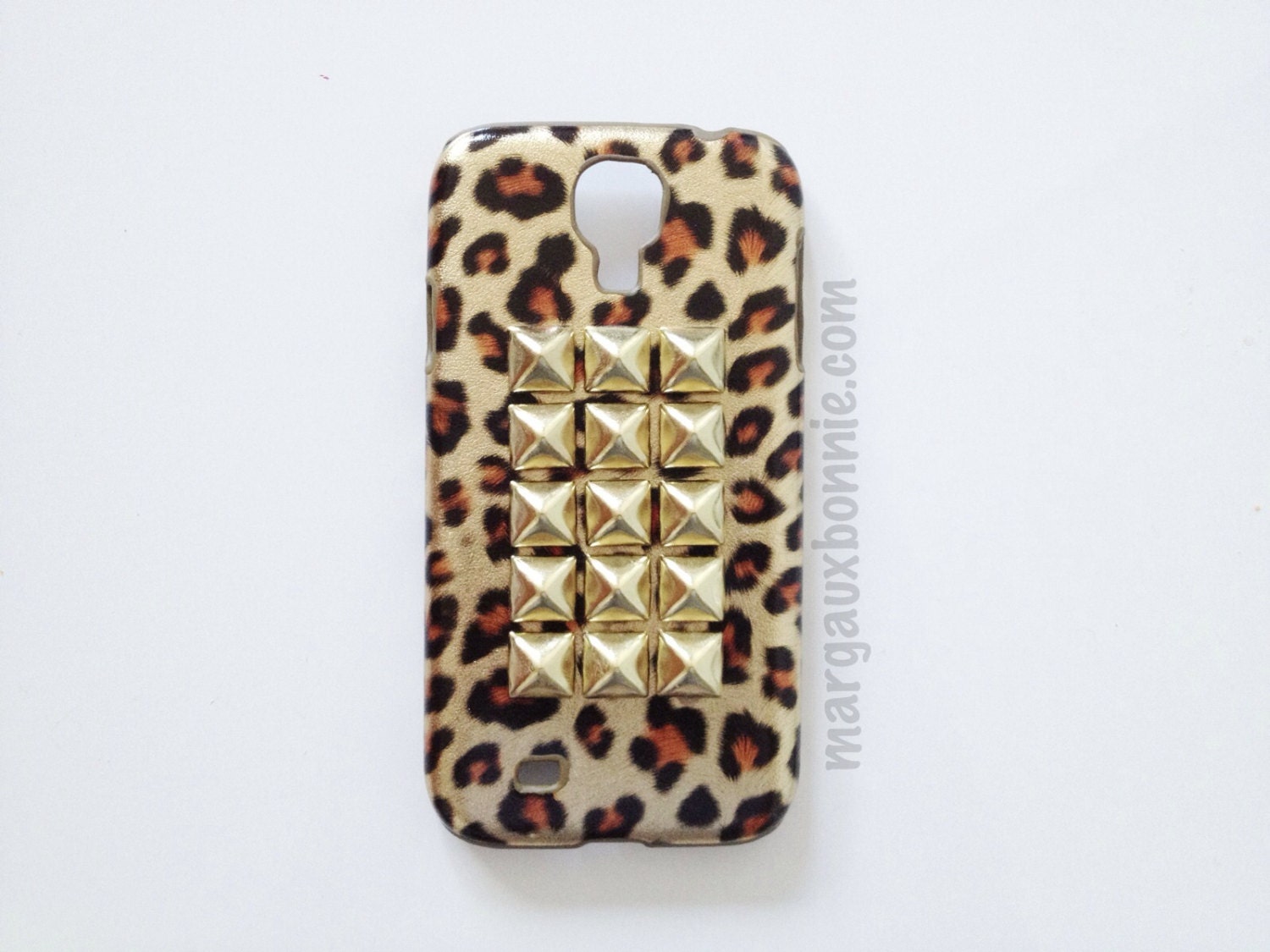 FREE Shipping US -- Samsung Galaxy S4 Leopard Gold Studded Phone Case AT&T Verizon Sprint