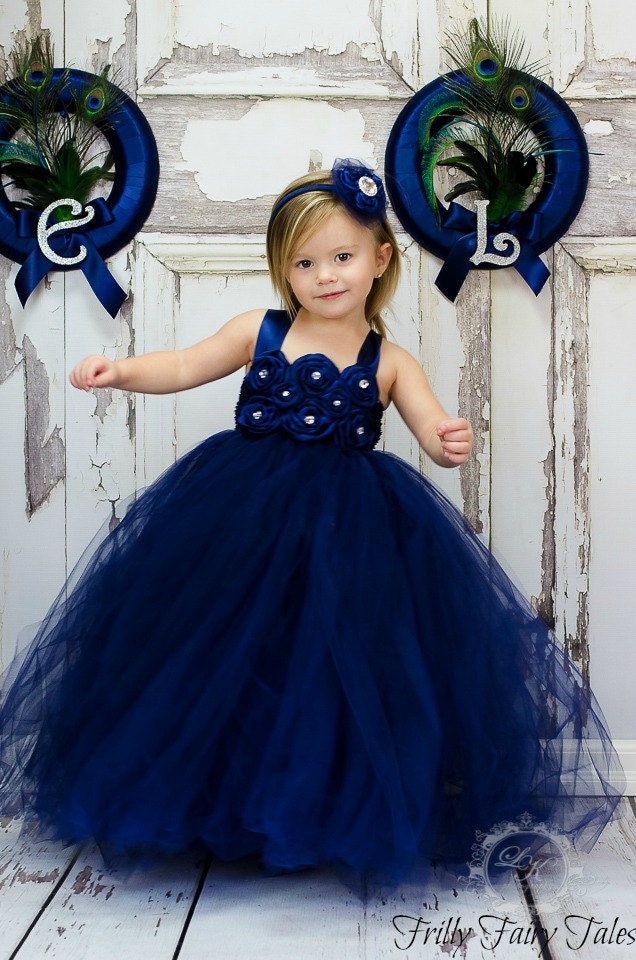 Navy Blue Flower Girl Dress