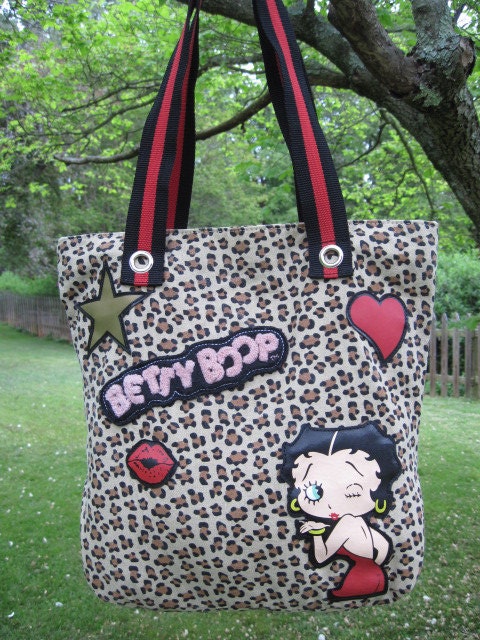 Shabby Chic Bohemian Retro City Festival Summer Beach Fun Garden Party Betty Boop Hippie BoHo XL Canvas Upcycled Girls Teen Birthday Gift
