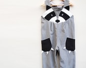 Raccoon dungaree overall for boys